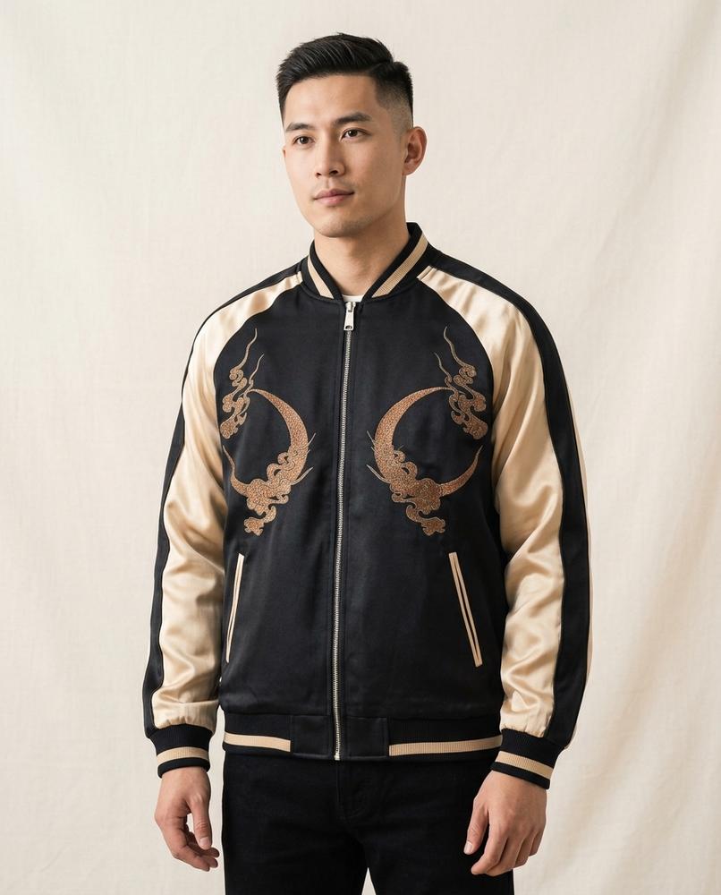 Lands Mode - Mehin | Bestickte Satinierte Jacke Unisex