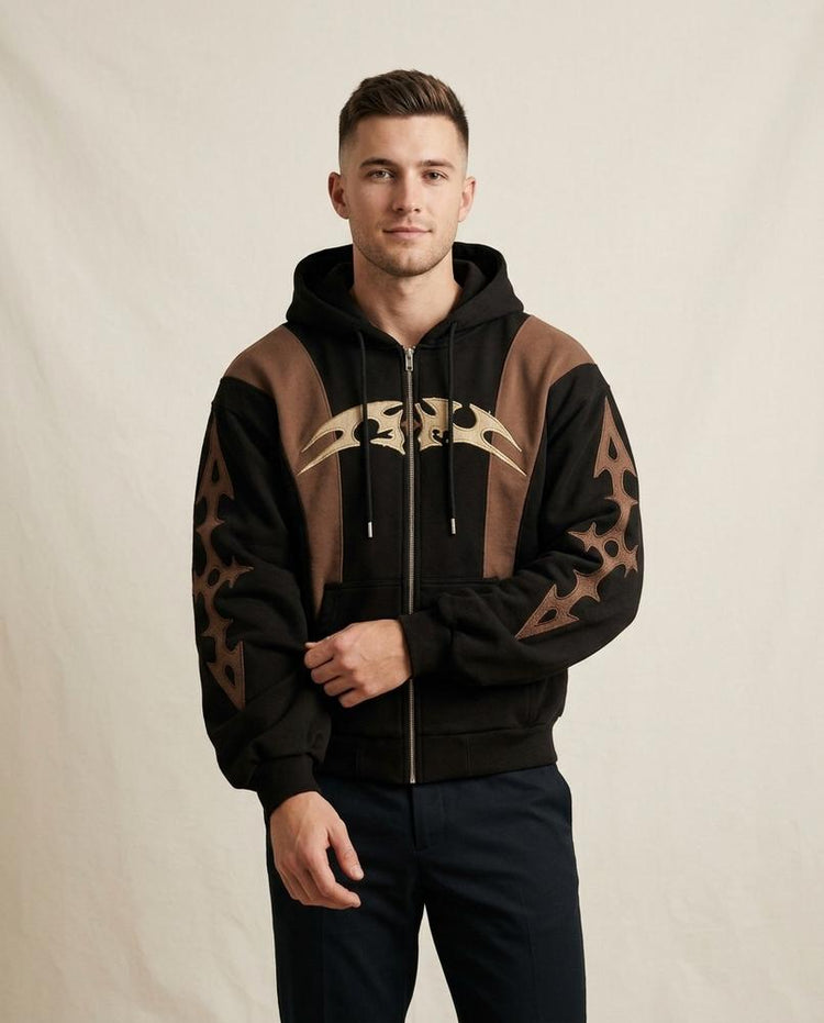 Beanland - Eukos | Applizierter Zweifarbiger Hoodie Unisex