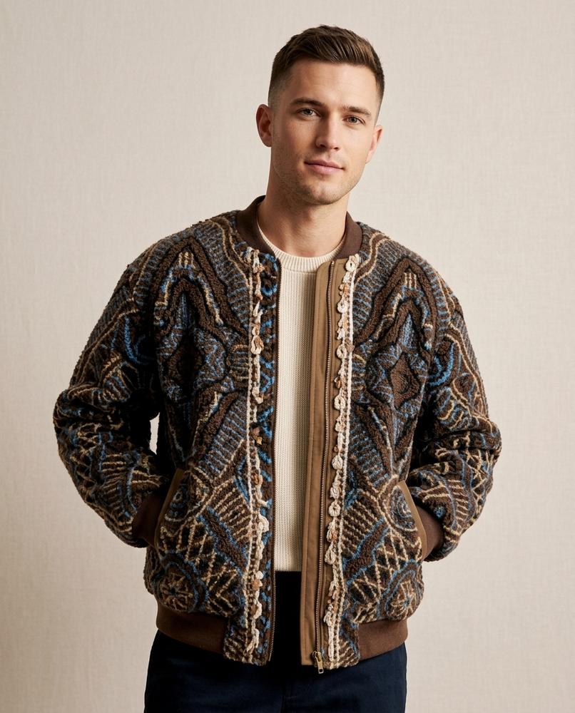 Lands Mode - Catur | Gemusterte Fleece Jacke Unisex