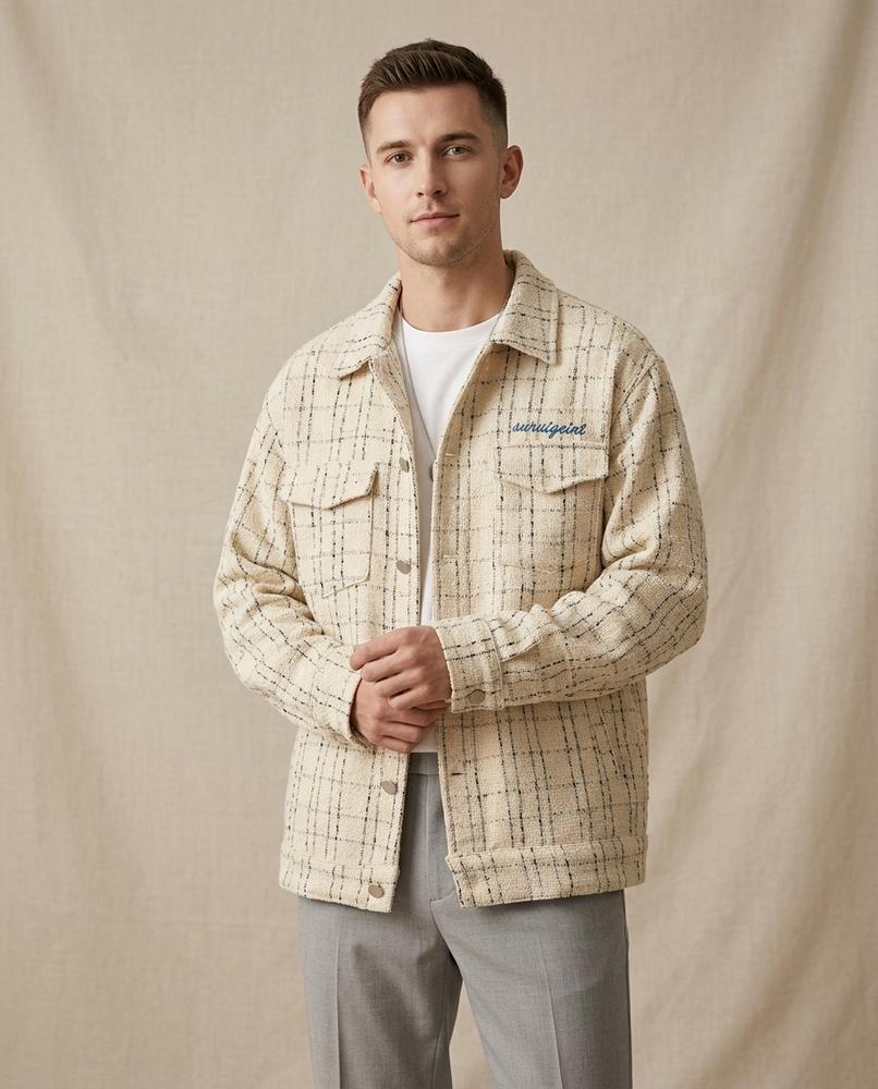 Lands Mode - Vukar | Kariert Strukturiert Jacke Unisex
