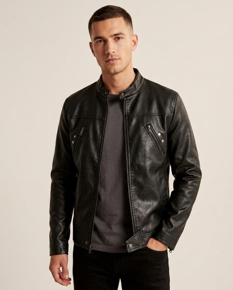 Beanland - Nibev | Tailliert Kunstleder Jacke Herren