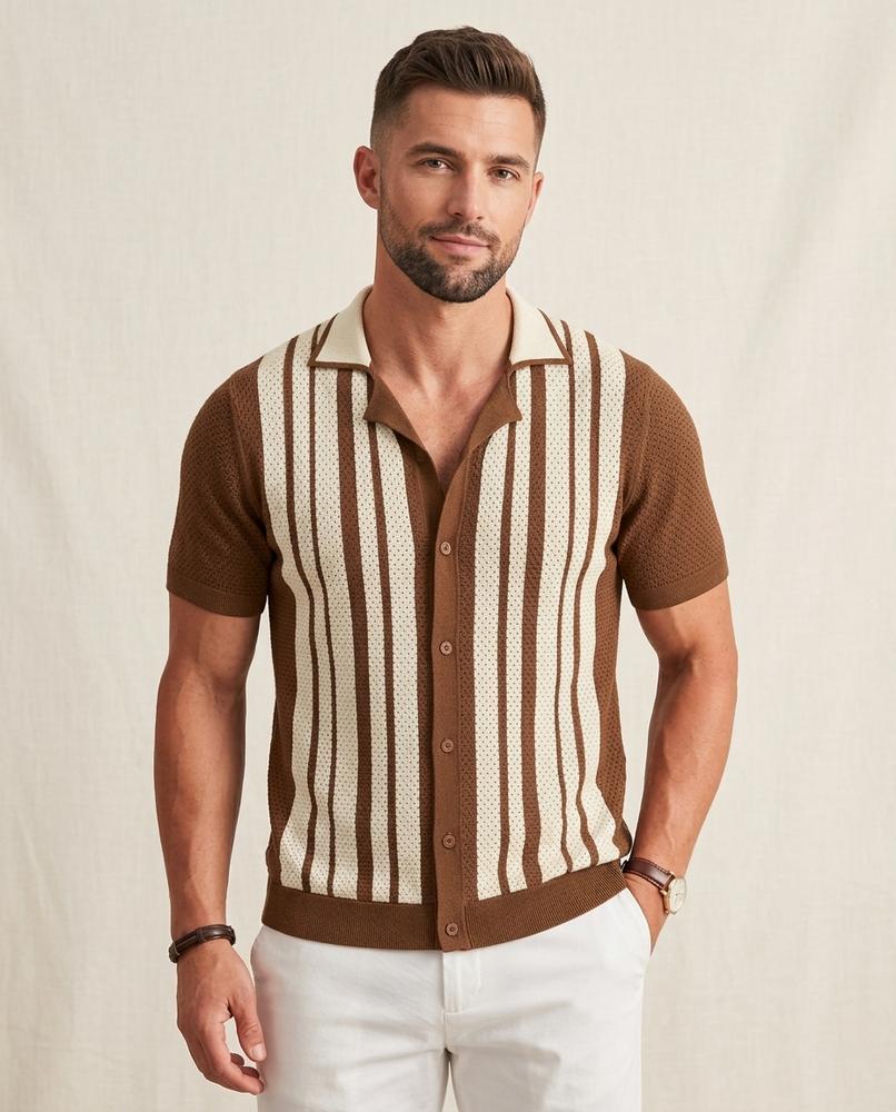 Lands Mode - Sasem | Gestricktes Gestreiftes Shirt Herren
