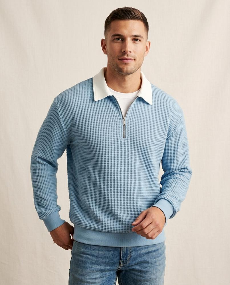 Lands Mode - Rewat | Strukturiert Gekragt Pullover Herren