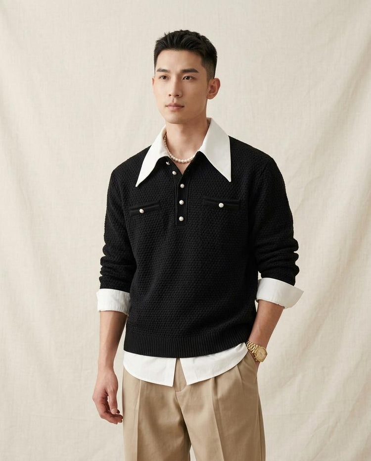 Beanland - Nohor | Strukturierter Zweifarbiger Pullover Herren