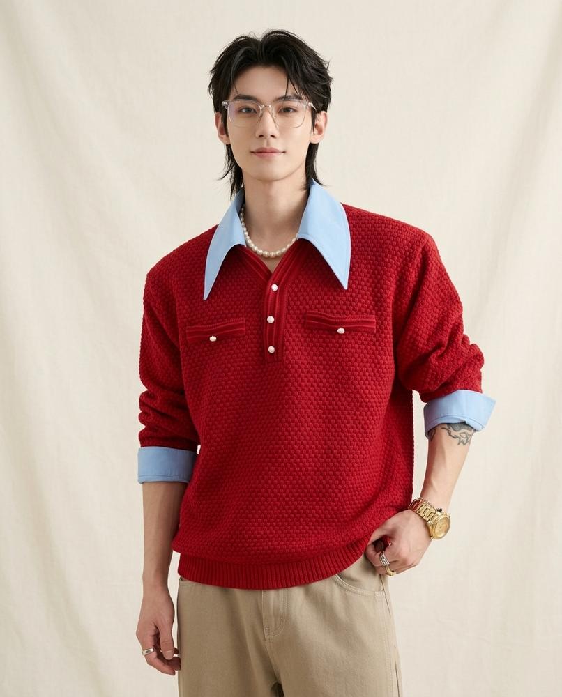 Beanland - Nohor | Strukturierter Zweifarbiger Pullover Herren