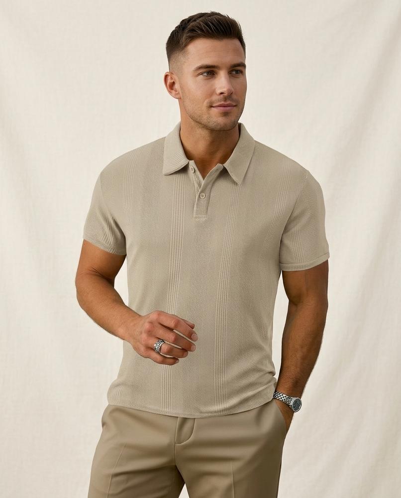Lands Mode - Dizav | Strukturiertes Kurzärmliges Shirt Herren