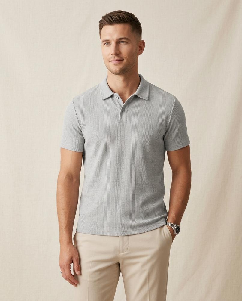 Lands Mode - Dizav | Strukturiertes Kurzärmliges Shirt Herren