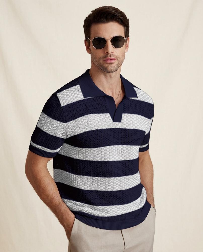 Lands Mode - Mimal | Kurzärmliges Gestricktes Shirt Herren