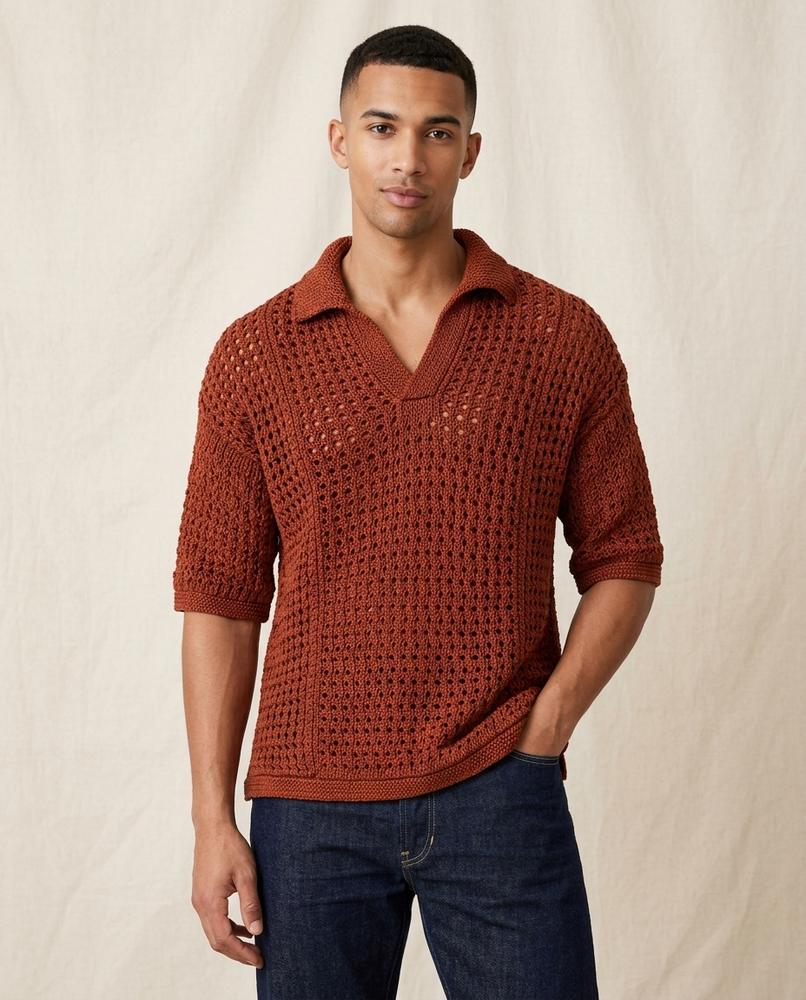 Lands Mode - Nebem | Durchbrochener Halbarmer Pullover Herren