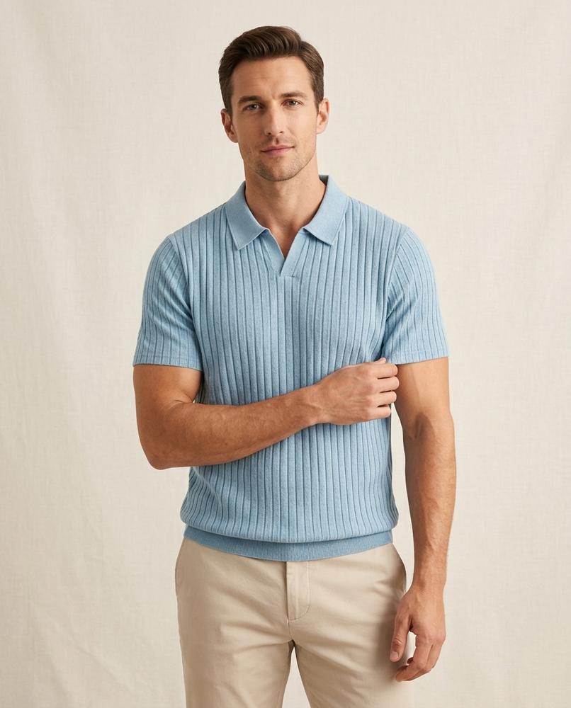 Lands Mode - Sesor | Geripptes Kurzarm Shirt Herren