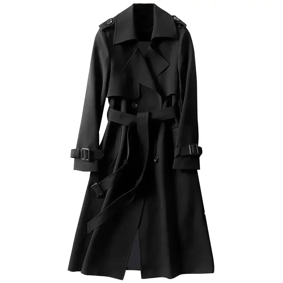 Beanland Damen Trenchcoat - Zweireihig mit Taillengürtel & Schulterklappen - Klassischer Mantel