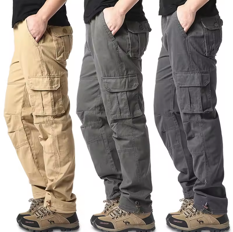 Beanland Herren Cargohose - Lockere Passform - Multi-Taschen mit Pattenverschluss