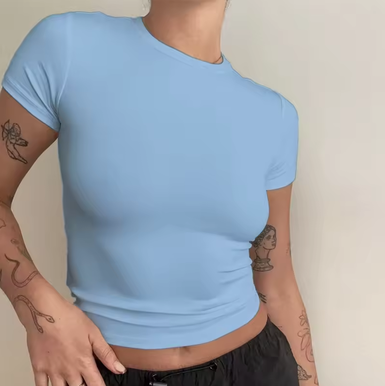Beanland Damen T-Shirt - Tailliert & Kurz geschnitten - Slim Fit Rundhals-Shirt