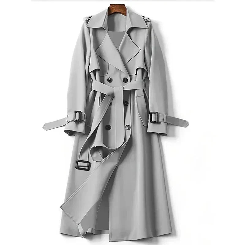 Lands Mode Damen Trenchcoat - Zweireihig mit Taillengürtel & Schulterklappen - Klassischer Mantel