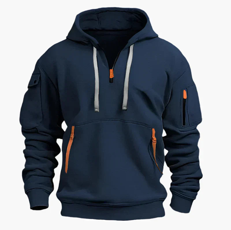 Lands Mode Herren Hoodie mit Front-Reißverschluss - Fleecegefüttert - Lässige Passform