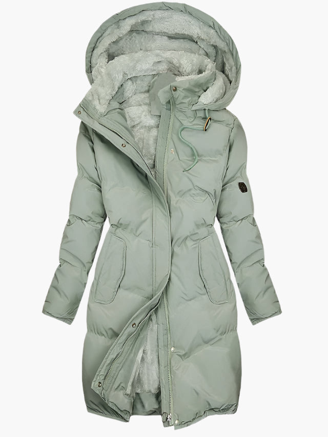 Beanland Damen Steppmantel - Bodenlang mit Fleece-Futter & Kapuze - Wintermantel