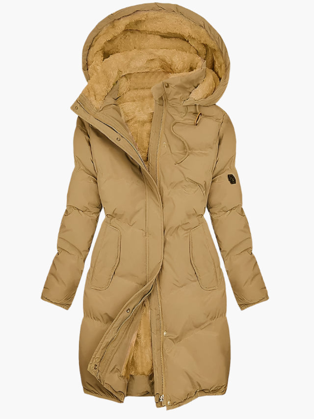 Beanland Damen Steppmantel - Bodenlang mit Fleece-Futter & Kapuze - Wintermantel